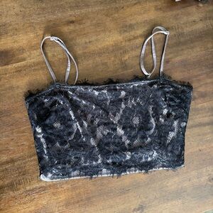 Intimately by Free People Black Lace Bralette w/ Grey Lining Adjustable Straps